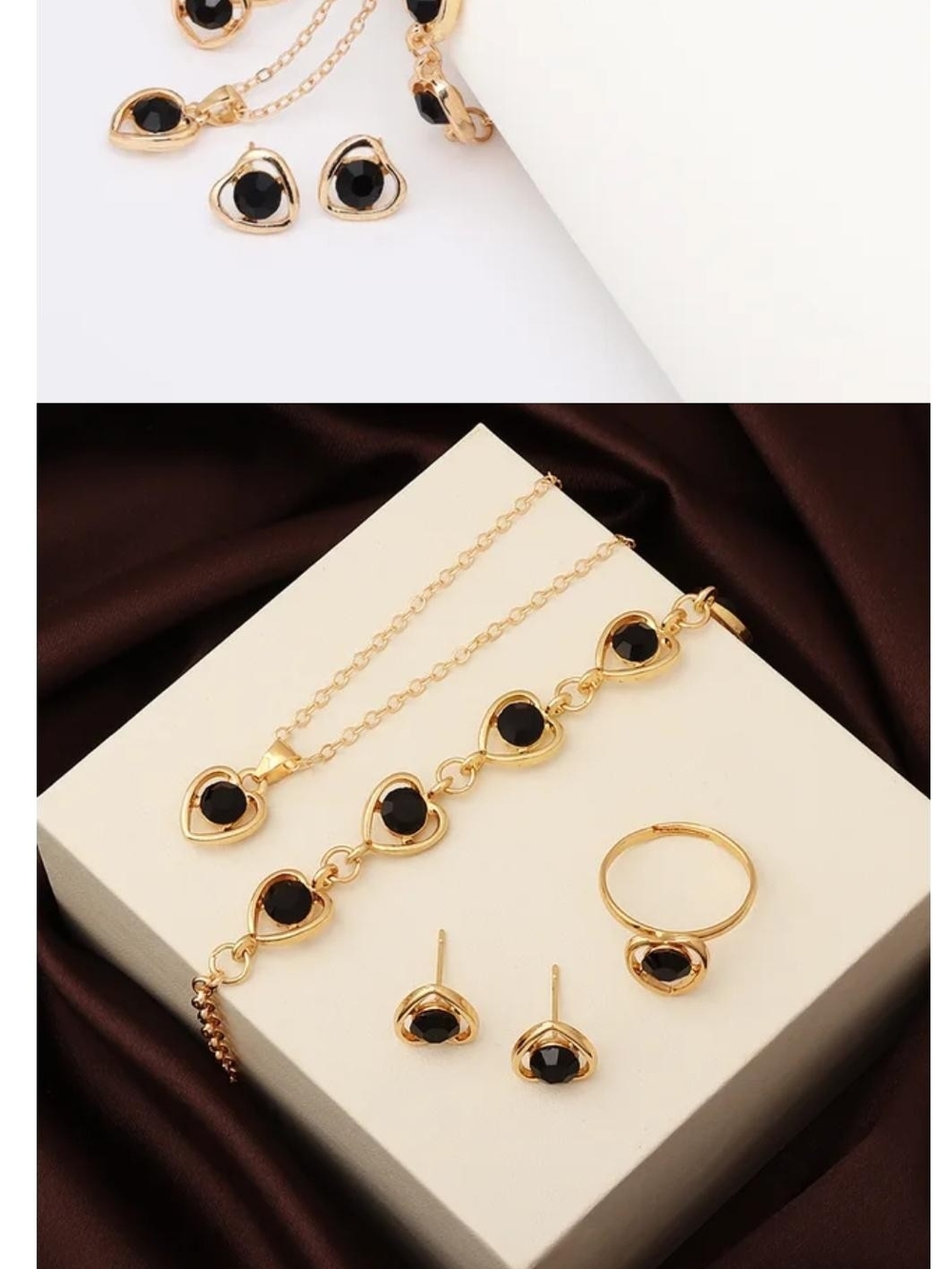 Sparkling Crystal inlaid heart-shaped jewelry set